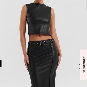 Black Vegan Leather Open Back Top